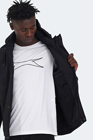 Slazenger HEAVEN Erkek Kapüşonlu Siyah Mont & Kaban