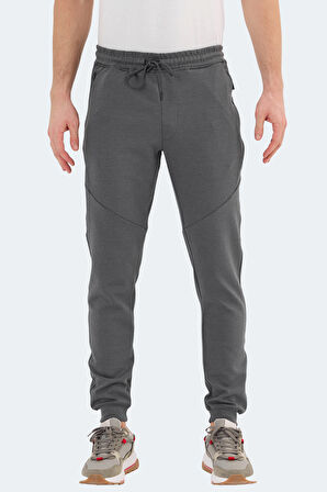 Slazenger VENOM Erkek Fermuar Cepli Dar Paça Koyu Gri Eşofman Altı