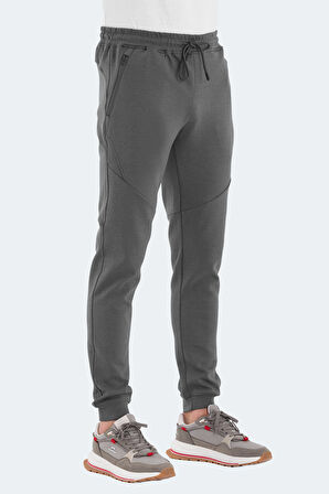 Slazenger VENOM Erkek Fermuar Cepli Dar Paça Koyu Gri Eşofman Altı