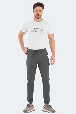 Slazenger VENOM Erkek Fermuar Cepli Dar Paça Koyu Gri Eşofman Altı