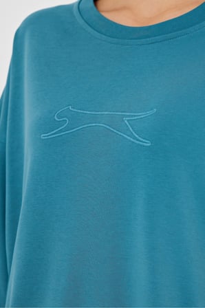 Slazenger VIKENTI SW Oversize Kadın Cepli Oversıze Petrol Sweatshirt