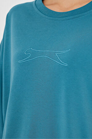 Slazenger VIKENTI SW Oversize Kadın Cepli Oversıze Petrol Sweatshirt