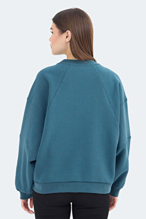 Slazenger VIA Kadın Oversıze Petrol Sweatshirt