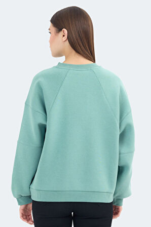 Slazenger VIA Kadın Oversıze Yeşil Sweatshirt
