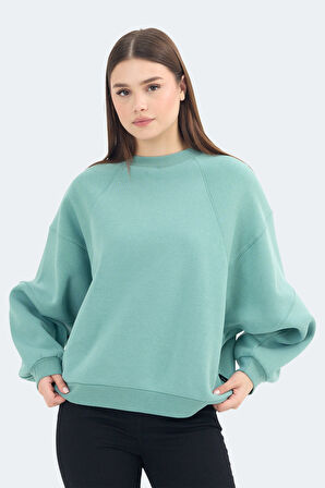 Slazenger VIA Kadın Oversıze Yeşil Sweatshirt