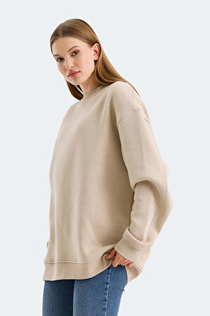 Slazenger VADIM Oversize Kadın Oversıze Bej Sweatshirt