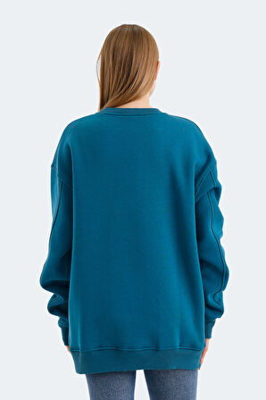 Slazenger VADIM Oversize Kadın Oversıze Petrol Sweatshirt