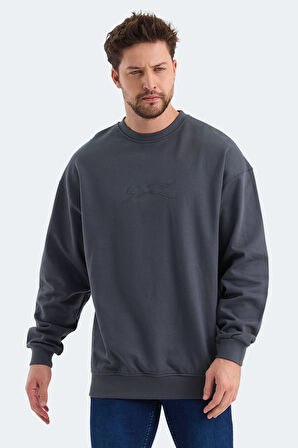 Slazenger VADIK OVERSIZE Erkek Sweatshirt Koyu Gri