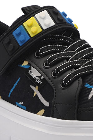 Slazenger NUMANCIA Çocuk Cırt Cırtlı Siyah / Mavi Günlük Spor Ayakkabısı