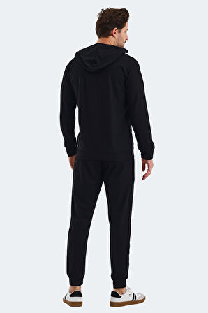 Slazenger KEEN IN Erkek Fermuarlı Kapüşonlu Cepli Siyah Eşofman Takımı