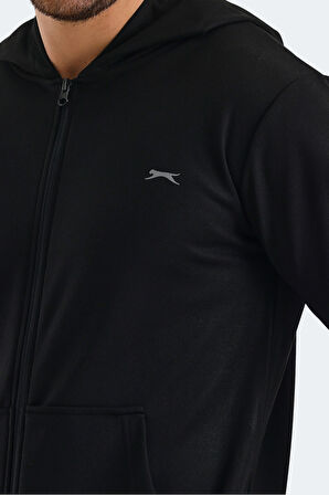 Slazenger KEEN IN Erkek Fermuarlı Kapüşonlu Cepli Siyah Eşofman Takımı