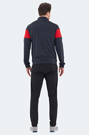 Slazenger RANSU Erkek Fermuarlı Dik Yaka Cepli Koyu Gri Eşofman Takımı