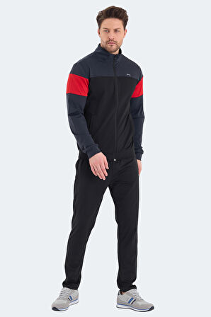 Slazenger RANSU Erkek Fermuarlı Dik Yaka Cepli Koyu Gri Eşofman Takımı