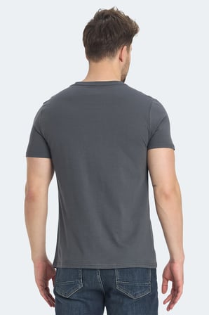 Slazenger RATAN Erkek Baskılı Koyu Gri Tişört