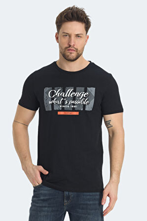Slazenger RATAN Erkek Baskılı Siyah Tişört