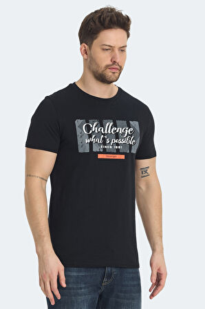 Slazenger RATAN Erkek Baskılı Siyah Tişört