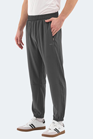 Slazenger RUSLAN Erkek Fermuar Cepli Dar Paça Koyu Gri Eşofman Altı