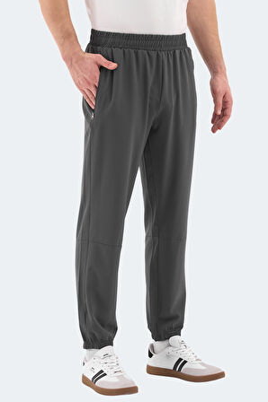 Slazenger RUSLAN Erkek Fermuar Cepli Dar Paça Koyu Gri Eşofman Altı