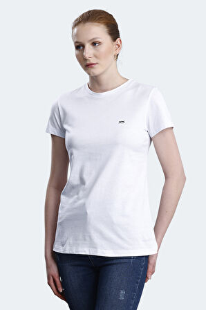 Slazenger KORNELI I Kadın Slim Fit Beyaz Tişört
