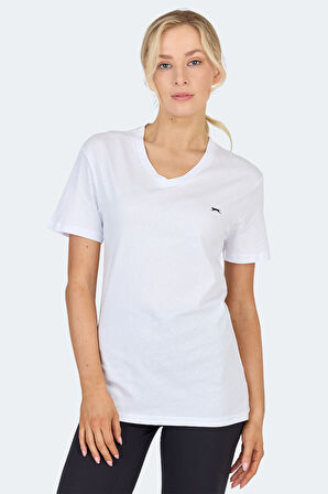 Slazenger KRISTEN I Kadın V Yaka Beyaz Tişört
