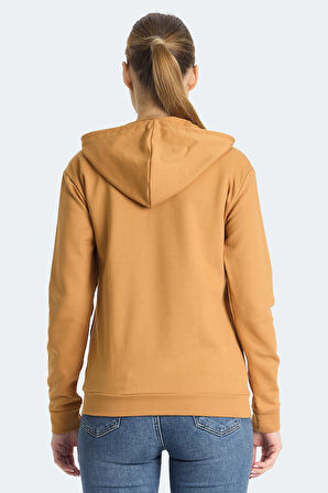 Slazenger KINET Kadın Fermuarlı Kapüşonlu Cepli Kiremit Sweatshirt