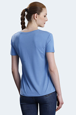 Slazenger PERICAS Kadın V Yaka Mavi Tişört