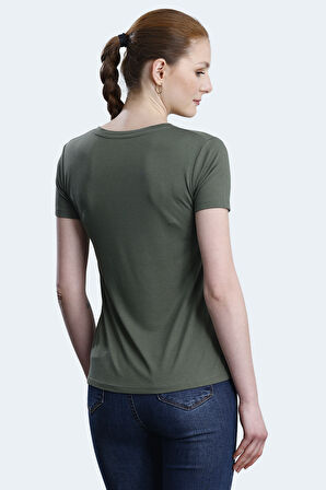 Slazenger PERICAS Kadın V Yaka Haki Tişört