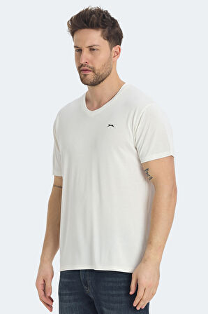 Slazenger KRAKKER Erkek V Yaka Ekru Tişört