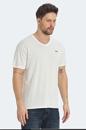 Slazenger KRAKKER Erkek V Yaka Ekru Tişört