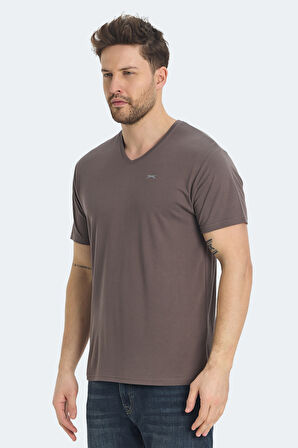 Slazenger KRAKKER Erkek V Yaka Kahve Tişört
