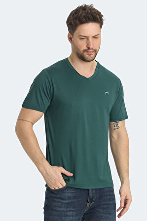 Slazenger KRAKKER Erkek V Yaka Yeşil Tişört