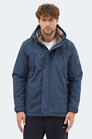 Slazenger GLOBE Erkek Kapüşonlu Lacivert Mont & Kaban