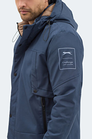 Slazenger GLOBE Erkek Kapüşonlu Lacivert Mont & Kaban