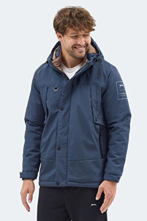 Slazenger GLOBE Erkek Kapüşonlu Lacivert Mont & Kaban