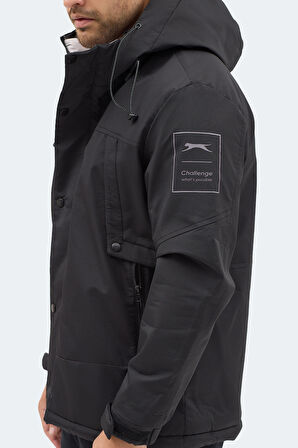Slazenger GLOBE Erkek Kapüşonlu Siyah Mont & Kaban