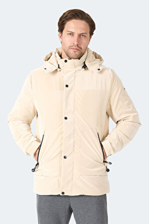 Slazenger GRIM Erkek Çıkarılabilir Kapişonlu Bej Mont & Kaban