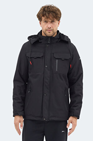 Slazenger GLEAM Erkek Kapüşonlu Siyah Mont & Kaban