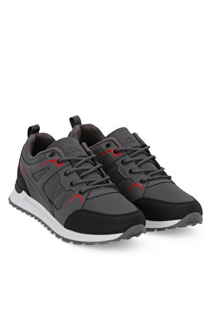 Slazenger OUTBACK I Erkek  Koyu Gri / Kırmızı Günlük Spor Ayakkabısı