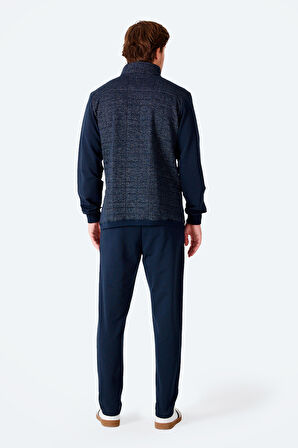 Slazenger FIORA Erkek Fermuarlı Dik Yaka Cepli Lacivert Eşofman Takımı