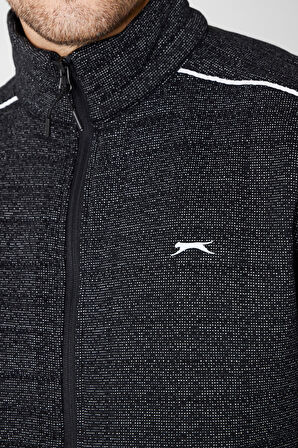 Slazenger FIORA Erkek Fermuarlı Dik Yaka Cepli Siyah Eşofman Takımı