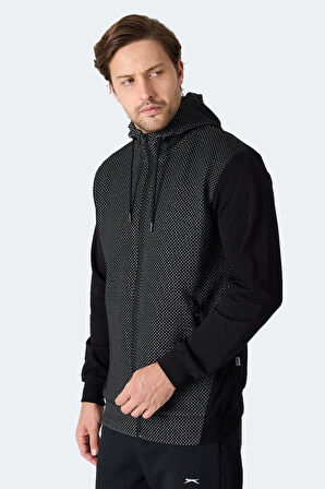 Slazenger FLAME Erkek Kapüşonlu Cepli Siyah Sweatshirt