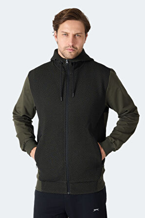Slazenger FLAME Erkek Kapüşonlu Cepli Haki Sweatshirt