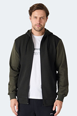 Slazenger FLAME Erkek Kapüşonlu Cepli Haki Sweatshirt