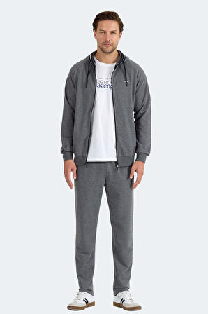 Slazenger FENDER Erkek Kapüşonlu Fermuarlı Antrasit Eşofman Takımı