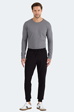 Slazenger FRENZY Erkek Fermuar Cepli Siyah Eşofman Altı