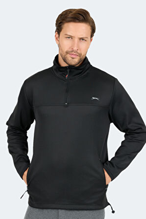 Slazenger SATU Erkek Dik Yaka Fermuarlı Siyah Sweatshirt