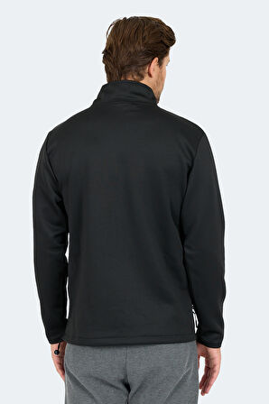 Slazenger SATU Erkek Dik Yaka Fermuarlı Siyah Sweatshirt