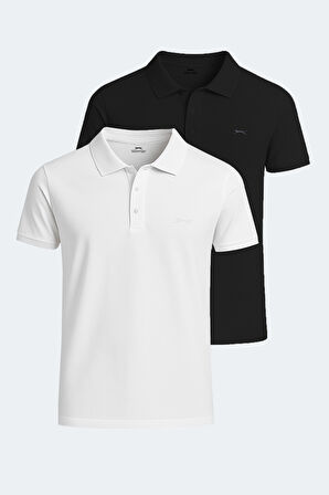 Slazenger SOHO 2 li Set Erkek  Beyaz - Siyah Tişört