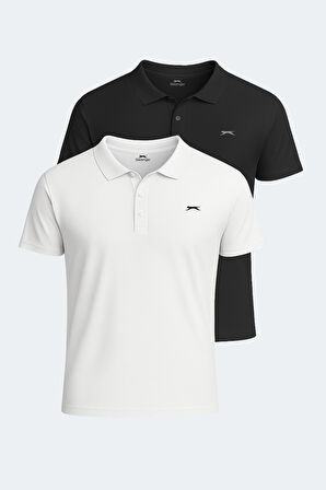 Slazenger SLOAN 2 li Set Erkek  Beyaz - Siyah Tişört