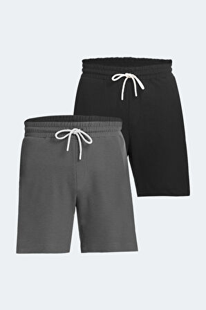 Slazenger VALERI 2 li Set Erkek Cepli Siyah - Koyu Gri Şort